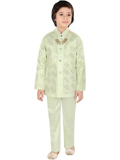 joley poley Boys
                          Embroidered Mandarin Collar Sherwani