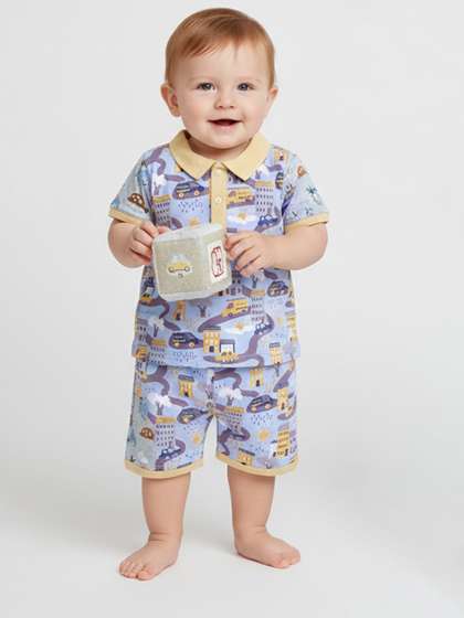 BABY GO Boys Printed
                    T-shirt with Shorts