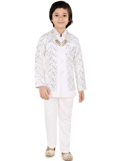 joley poley Boys
                          Sequin Embroidered Mandarin Collar Sherwani