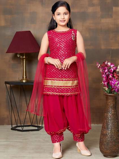 Sangria Girls
                    Embroidered Round Neck Kurta & Salwar With
                    Dupatta