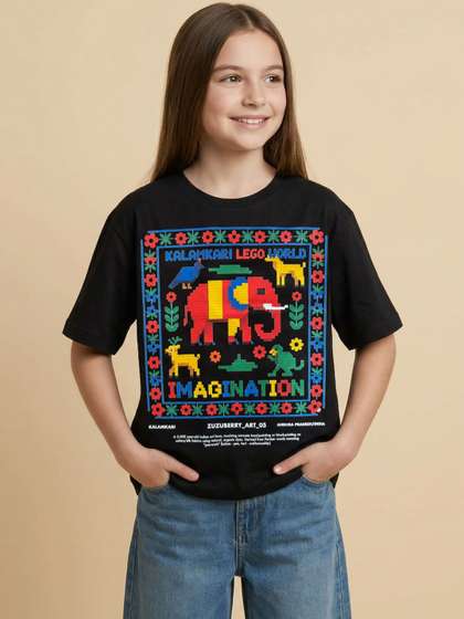 Zuzuberry Girls Printed
                    Ethnic Pockets T-shirt