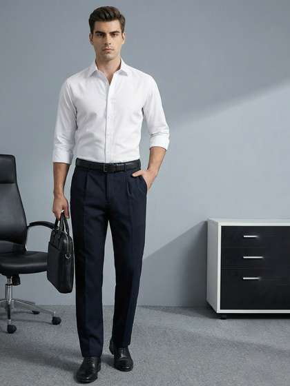 INVICTUS Men Slim
                        Fit Pleated Formal Trousers
