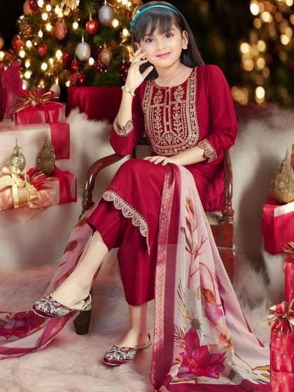 2ni8 lifestyle Girls
                    Embroidered Kurta with Salwar & With Dupatta