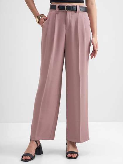 CHIC BY TOKYO
                        TALKIES Women Straight Fit Easy Wash Pleated
                        Trousers
