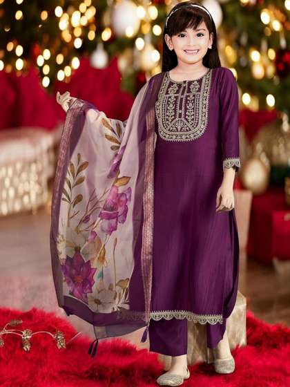 2ni8 lifestyle Girls
                    Embroidered Kurta with Salwar & With Dupatta