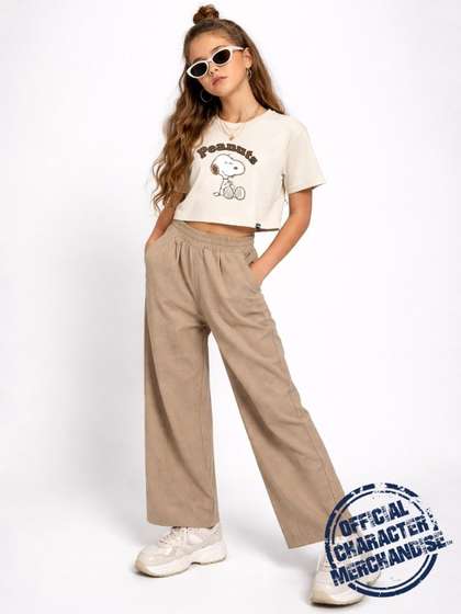 YK X Minute Mirth
                        Girls Peanuts Printed Top With Trousers