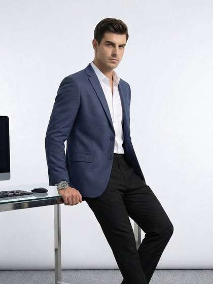 INVICTUS Self
                          Design Single-Breasted Formal Blazer
