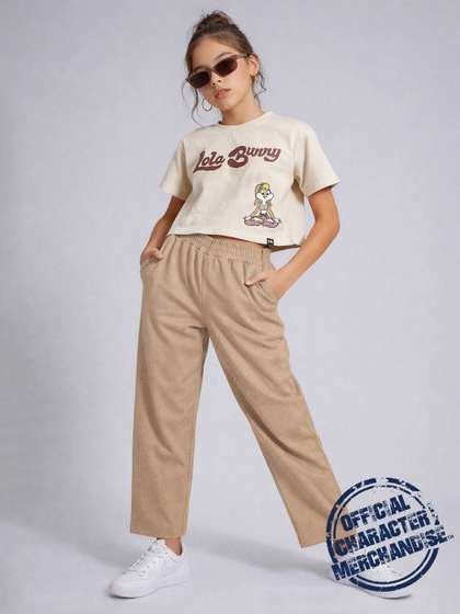 YK X Minute Mirth
                        Girls Printed Top with Trousers
