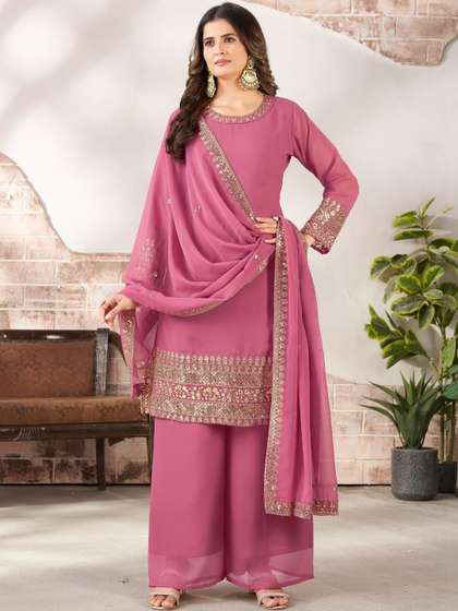 WAZIX Clothing Women
                        Embroidered Regular Sequinned Kurta with Pyjamas
                        & With Dupatta