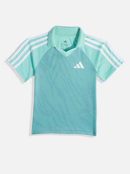 ADIDAS Kids Striped Polo
                    Collar Raglan Sleeves T-shirt