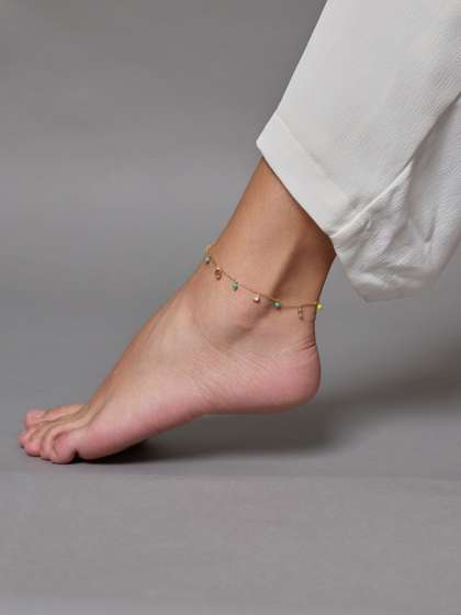 Kushal's Fashion
                        Jewellery Gold-Plated Zircon Studded Anklet