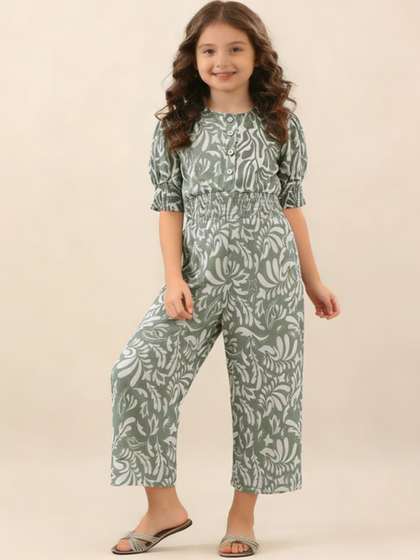 Purple United Kids
                      Girls Green Printed Cotton Rich Elasticated Waist
                      Comfort Fit Jumpsuit