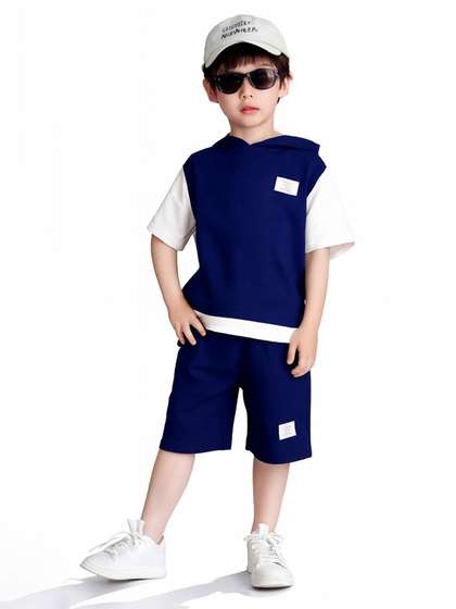 BLARY FASHION PLANET
                      Boys Printed Hooded Pure Cotton T-shirt With
                      Shorts