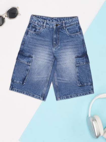 Pantaloons Junior
                      Girls Washed Cargo Shorts Technology