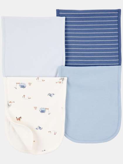 Carter's Pack Of 4
                      Blue & White Burp Cloths