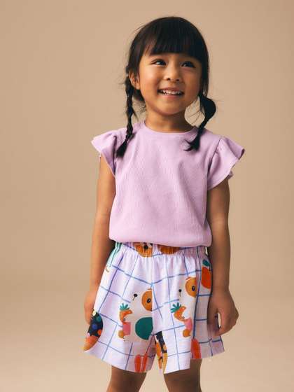 NEXT Girls Checked with
                    Print Pure Cotton Shorts