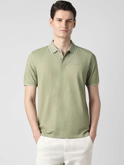 Peter England Men
                          Brand Logo Polo Collar T-shirt