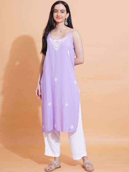 PAHNAZ Ethnic
                          Motifs Embroidered Chikankari Chikankari
                          Kurti