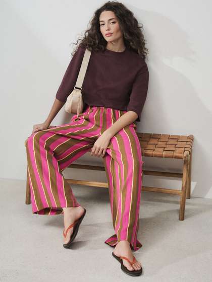 NEXT Women Relaxed
                          Fit Striped Trousers