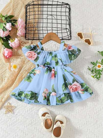 YK Floral Print Fit
                    & Flare Dress