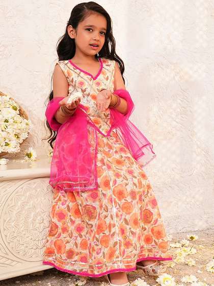 LIL PITAARA Girls
                        Embellished Thread Work Ready to Wear Lehenga
                        & Blouse With Dupatta