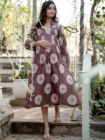 Aujjessa Print
                          Maternity Fit & Flare Midi Dress