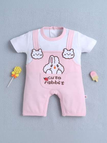BUMZEE Infants Girls
                    Embroidered Cotton Rompers