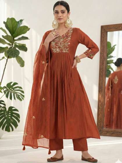 VRINYA Women
                        Straight Fit Chanderi Blend Salwar