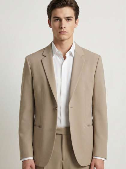 HE SPOKE Men Solid
                        Formal 4-Way Stretch Satin Finish Blazer