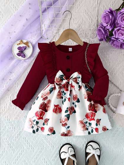 YK Floral Print Fit
                    & Flare Dress