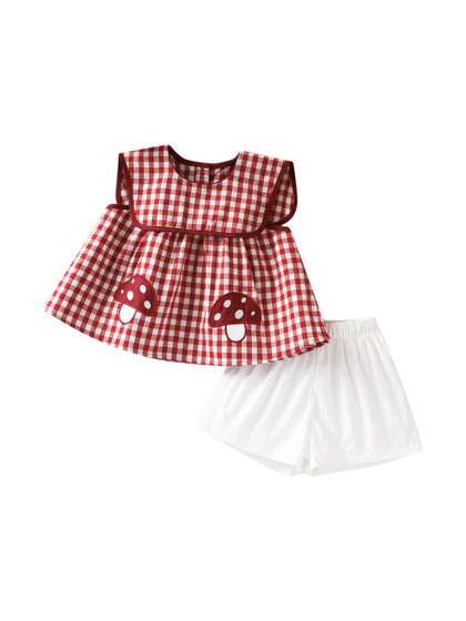 YK Girls Checked Top
                    With Shorts