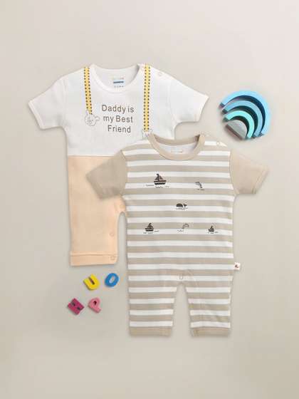 BUMZEE Infats Boys
                      Pack of 2 Printed Cotton Rompers