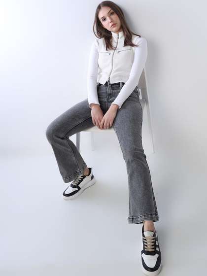 ONLY Women Flared
                          High-Rise Light Fade Jeans