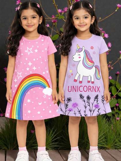 KEESOR Girls Pack of 2
                      Printed A-Line Dresses