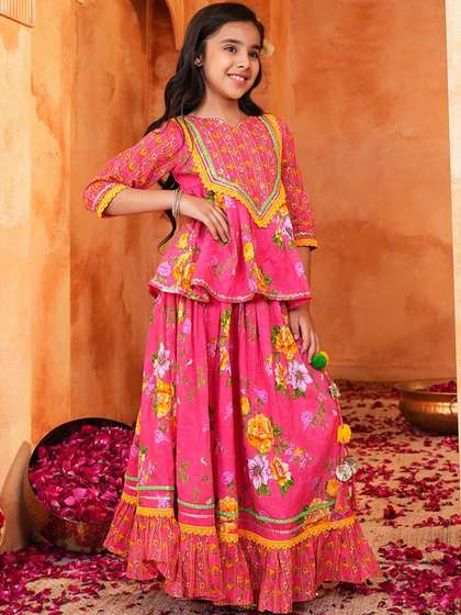 LIL PITAARA Girls
                        Thread Work Semi-Stitched Lehenga &