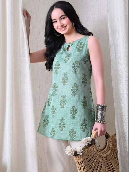 Anouk Rustic Floral
                        Printed Pure Cotton Blend Kurti