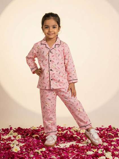 CLAP Girls Full sleeves
                    Cotton Printed Night Suit