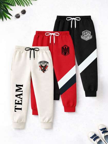 HERE&NOW Boys Pack
                    of 3 Regular Fit Graphic Print Joggers