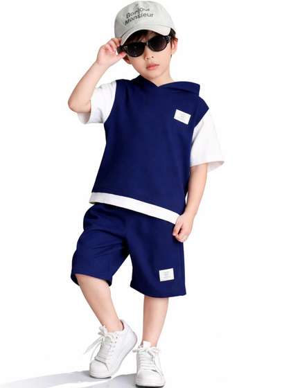 BLARY FASHION PLANET
                    Unisex Kids Colourblocked T-shirt with Shorts