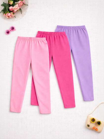 YK X Trampoline Girls
                    Pack of 3 Cotton Blend Solid Ankle Length Leggings