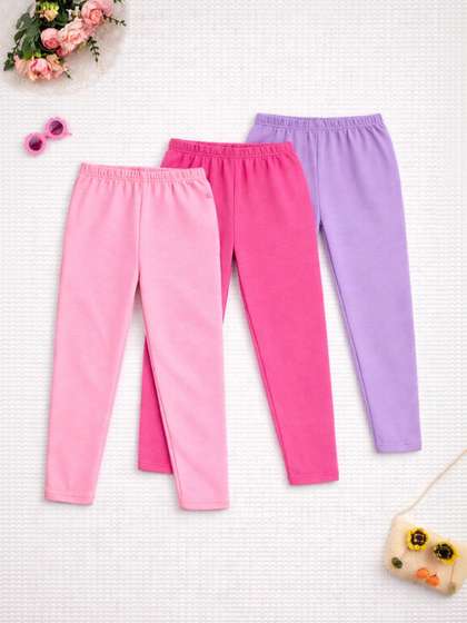 YK X Trampoline Girls
                    Pack of 3 Cotton Blend Solid Ankle Length Leggings