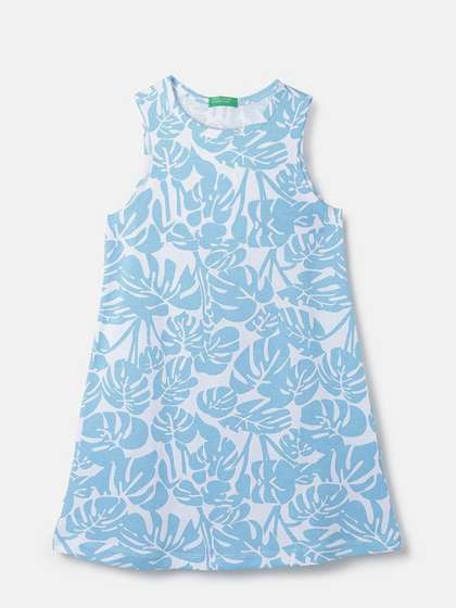 United Colors of
                    Benetton Tropical Print A-Line Midi Dress
