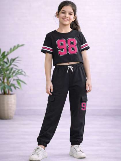 YK X Trampoline Girls
                    Printed Crop Top & Track Pant Set