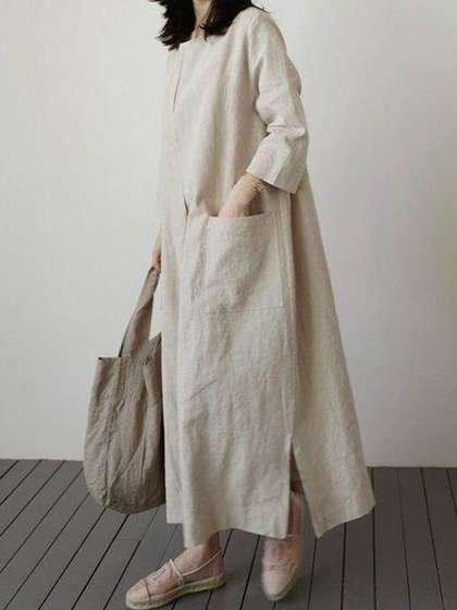 StyleCast x Revolte
                        Round Neck A-Line Maxi Dress