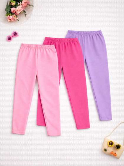 YK X Trampoline Girls
                    Pack of 3 Cotton Blend Solid Ankle Length Leggings