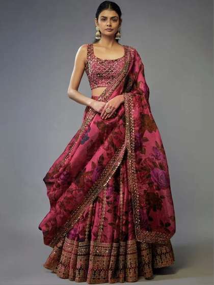 KRYSAL Embellished
                          Sequinned Semi-Stitched Lehenga & Blouse
                          With Dupatta