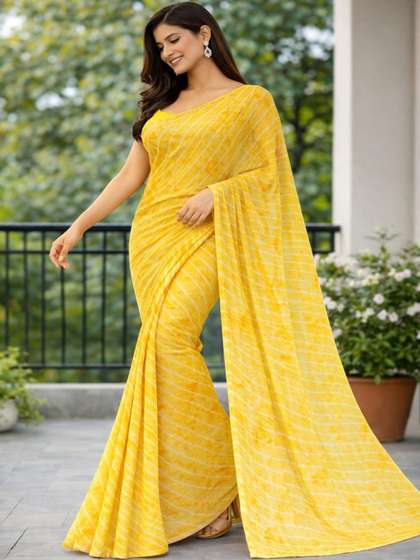 Elysian closet
                          Leheriya Poly Chiffon Saree