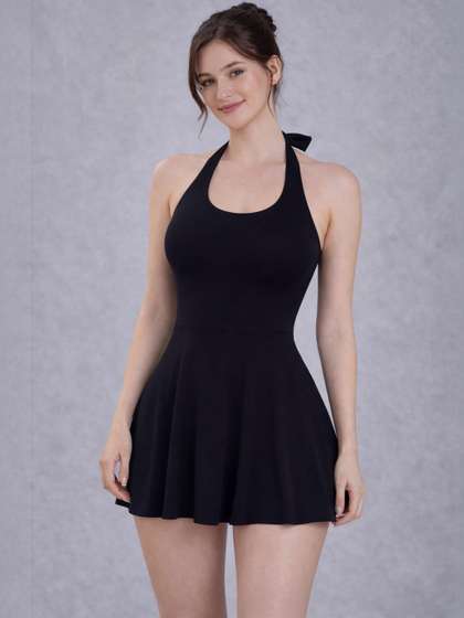 Raxedo Women Skirt
                      Swimming Costume with Attached Tights Tieknot Neck
                      Bodysuit