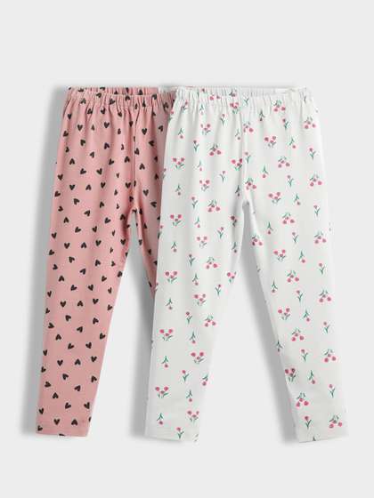 Orange Sugar Girls
                      Pack of 2 Cotton Blend Printed Ankle Length
                      Leggings