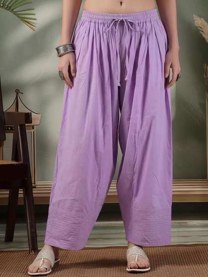 Clora Creation Women
                        Thread Work Loose Fit Cotton Farshi Salwar
